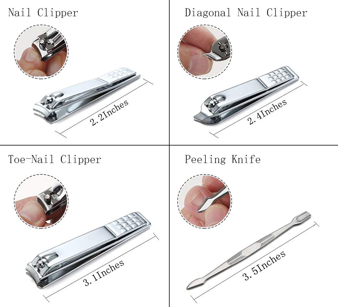 Keiby Citom Professional Stainless Steel Nail Clipper Travel & Grooming Kit - High Quality Nail Tools Manicure & Pedicure Set of 12pcs with Luxurious Case(Gold)